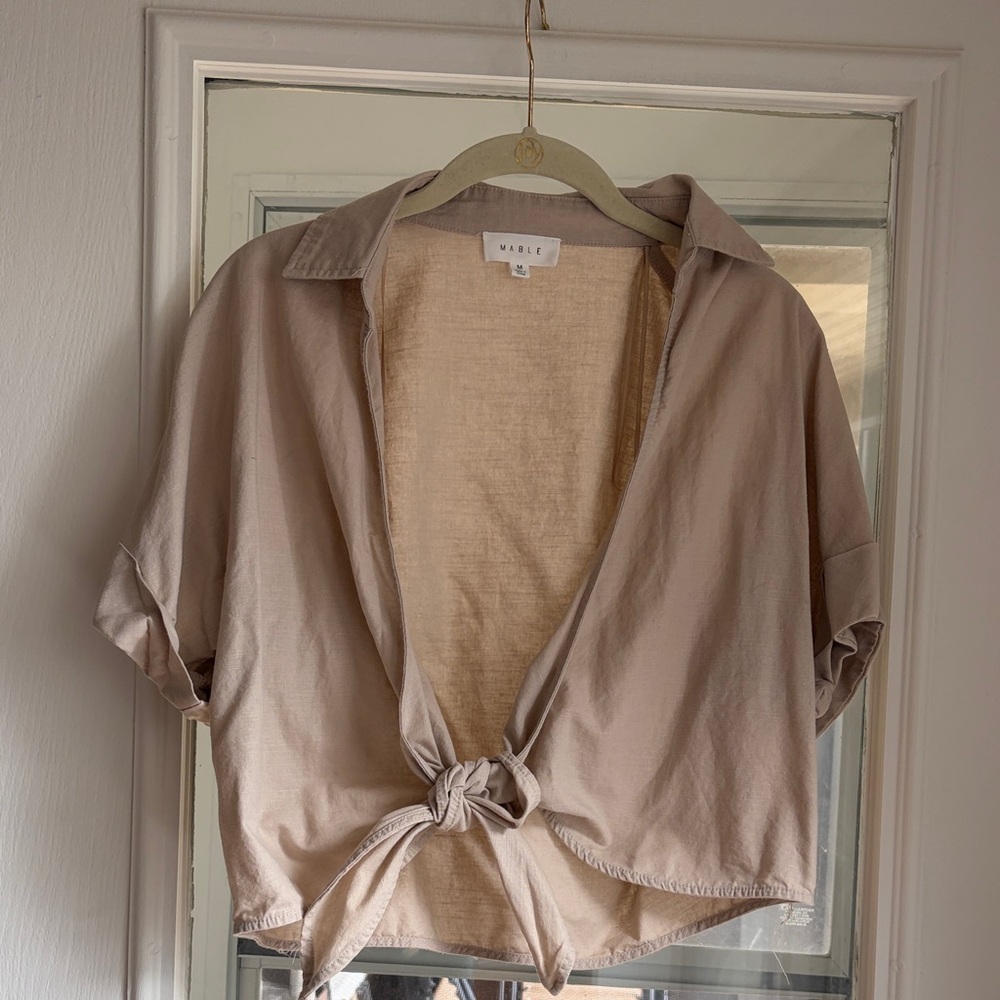 Mable Women's Tan Tie-Front Top